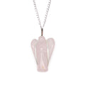 Pendentif ange gardien quartz rose finition argentée