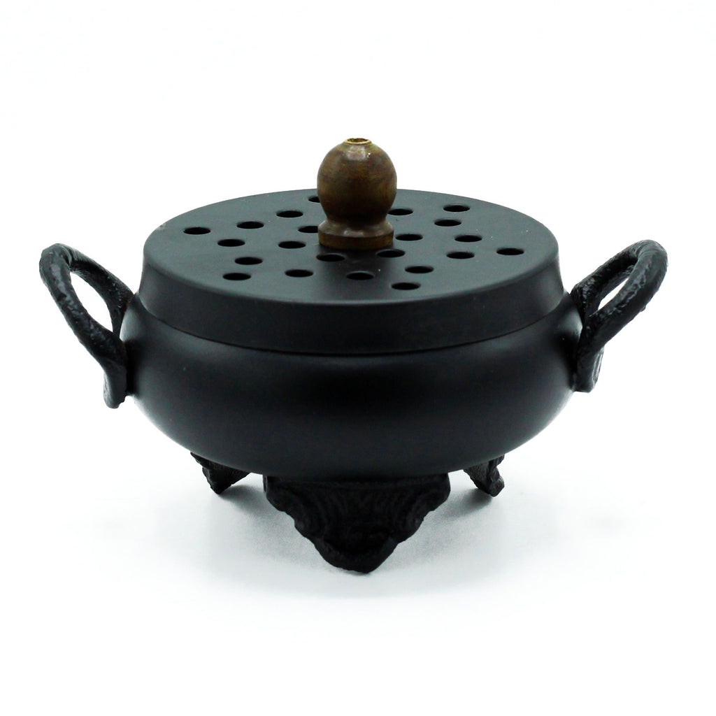 Brûleur d’Encens Chaudron en Fonte – Détails du matériau robuste, idéal pour rituels spirituels.