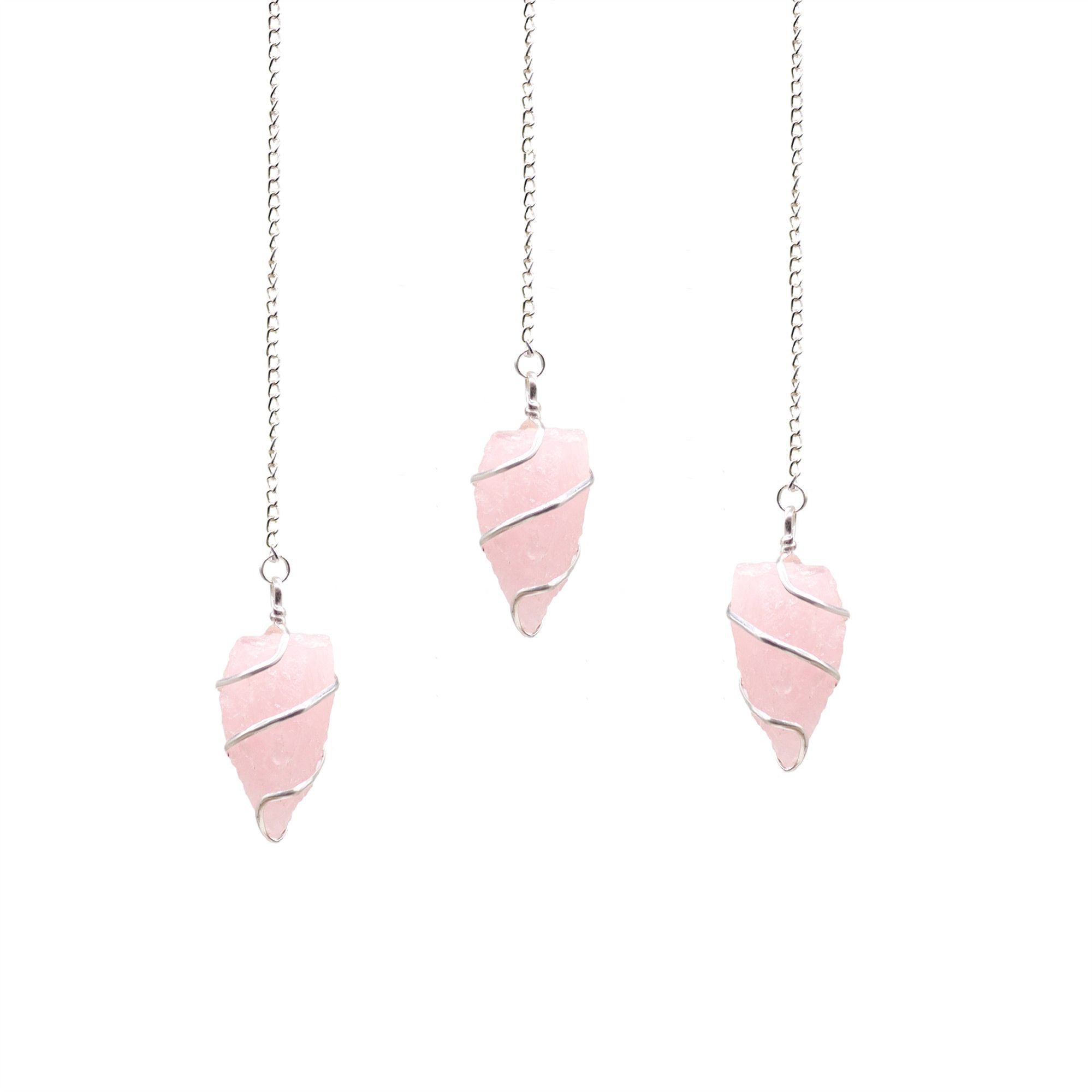 Pendule en pierre brute quartz rose | Pendule naturel