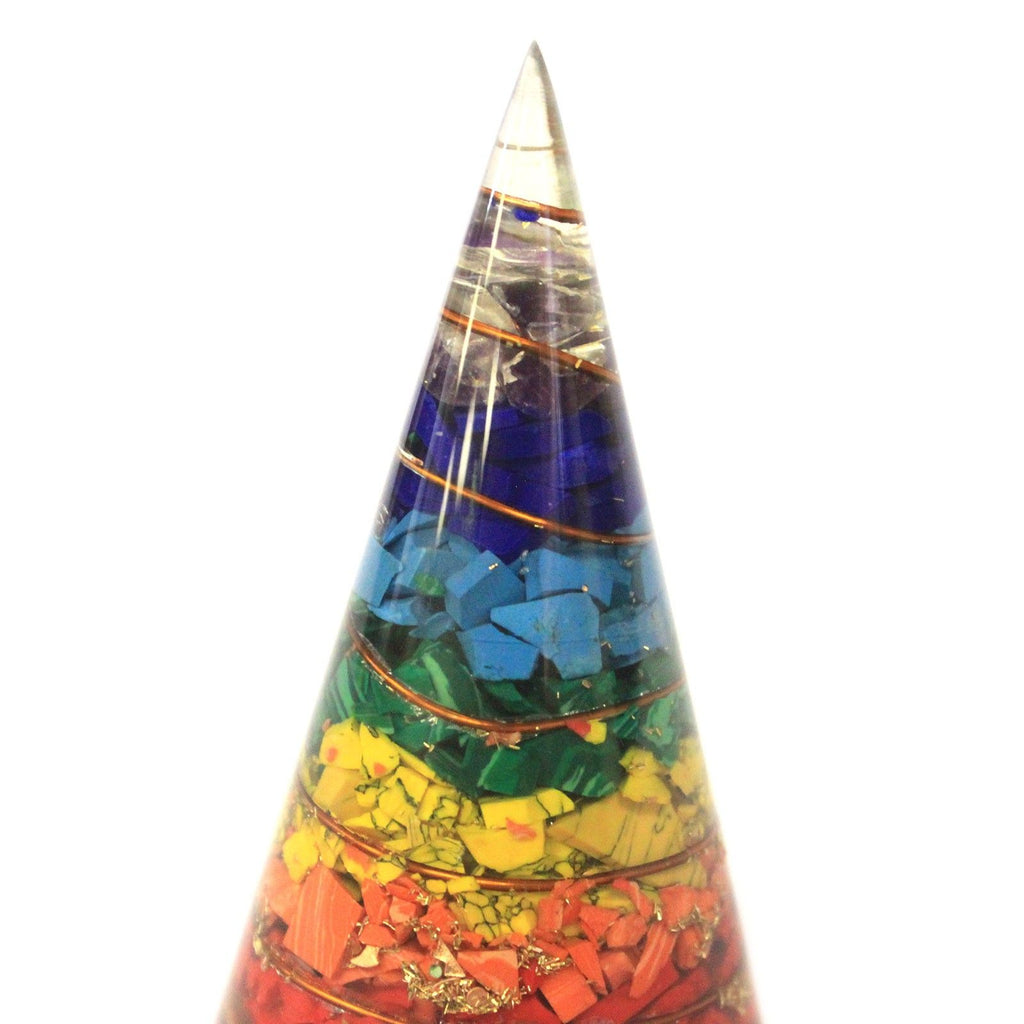 Cône d’orgonite multi pierres – 80 mm
