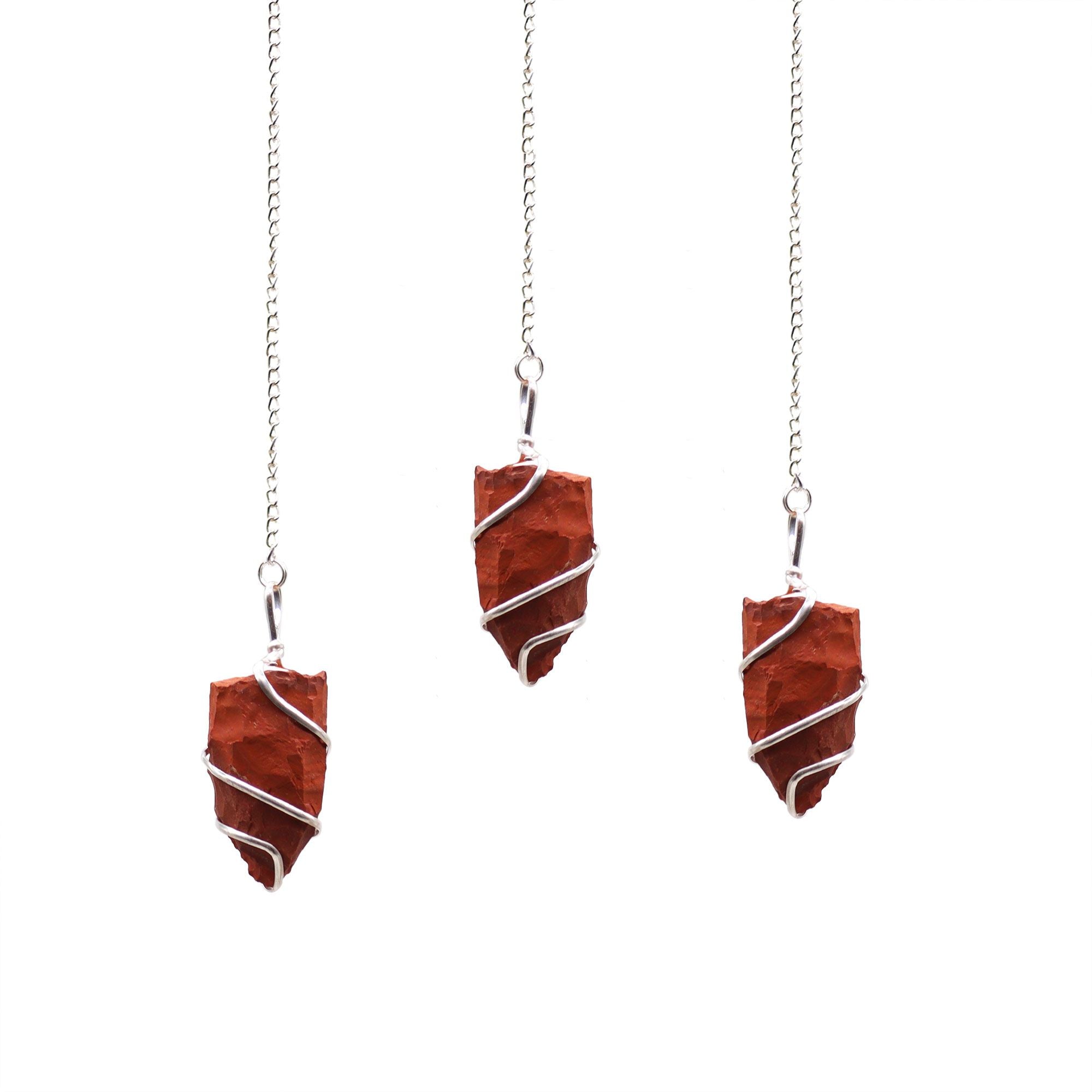 Pendule en pierre brute Jaspe rouge | Pendule naturel