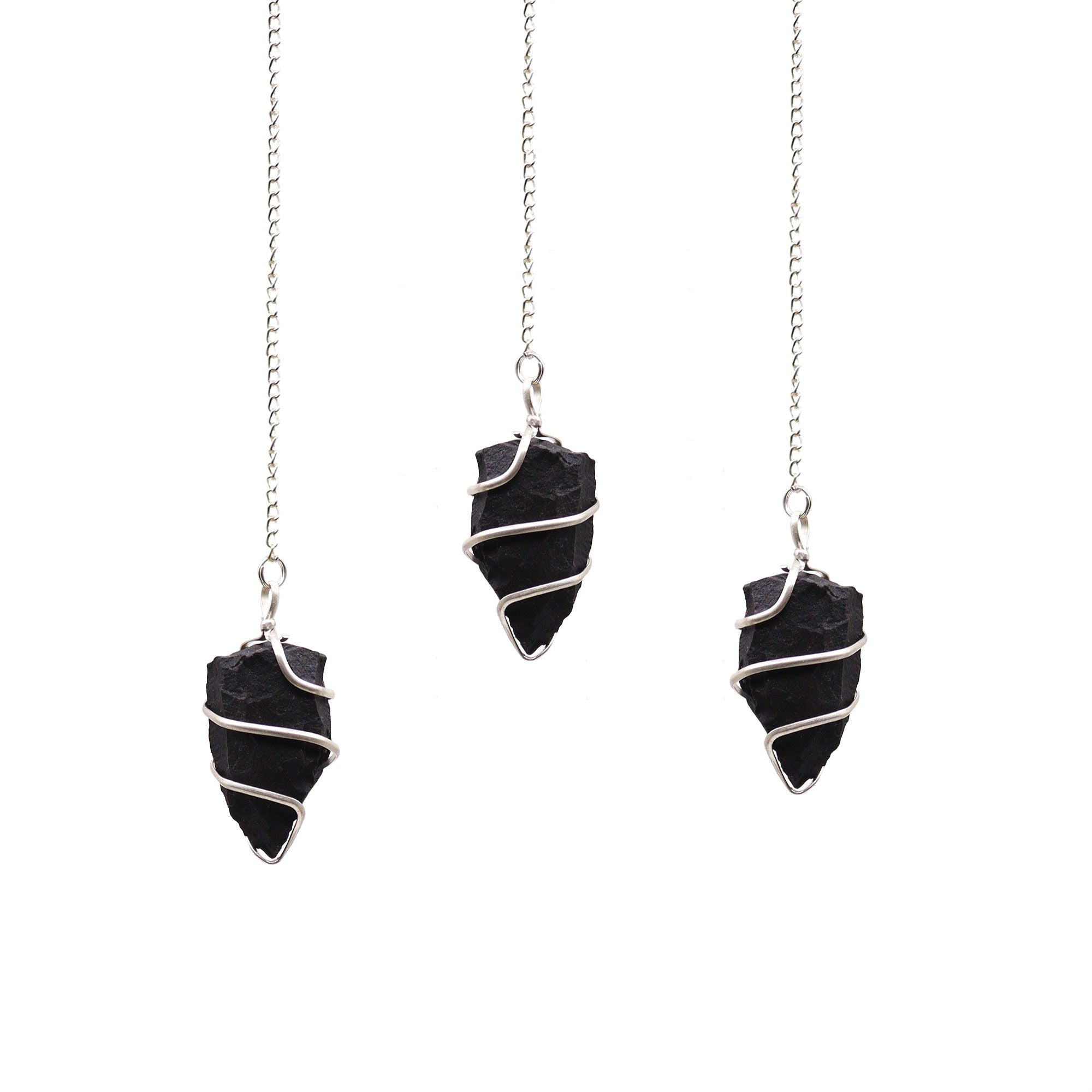 Pendule en pierre brute agate noire | Pendule naturel