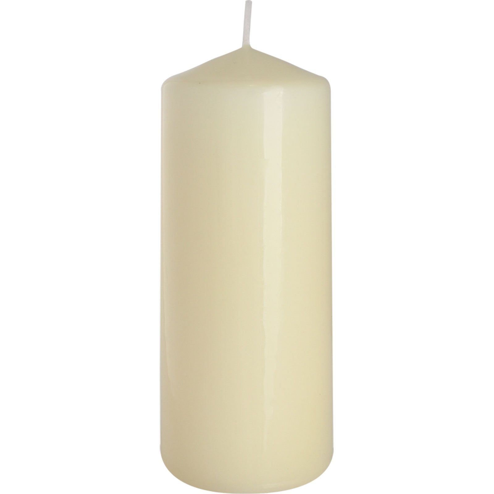 Bougie Biplante Élégante 60x150mm - Ivoire, une bougie pilière lisse et élégante, présentée sur fond blanc.