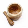 Grand mortier et pilon en bois de teck – 12 x 12 cm