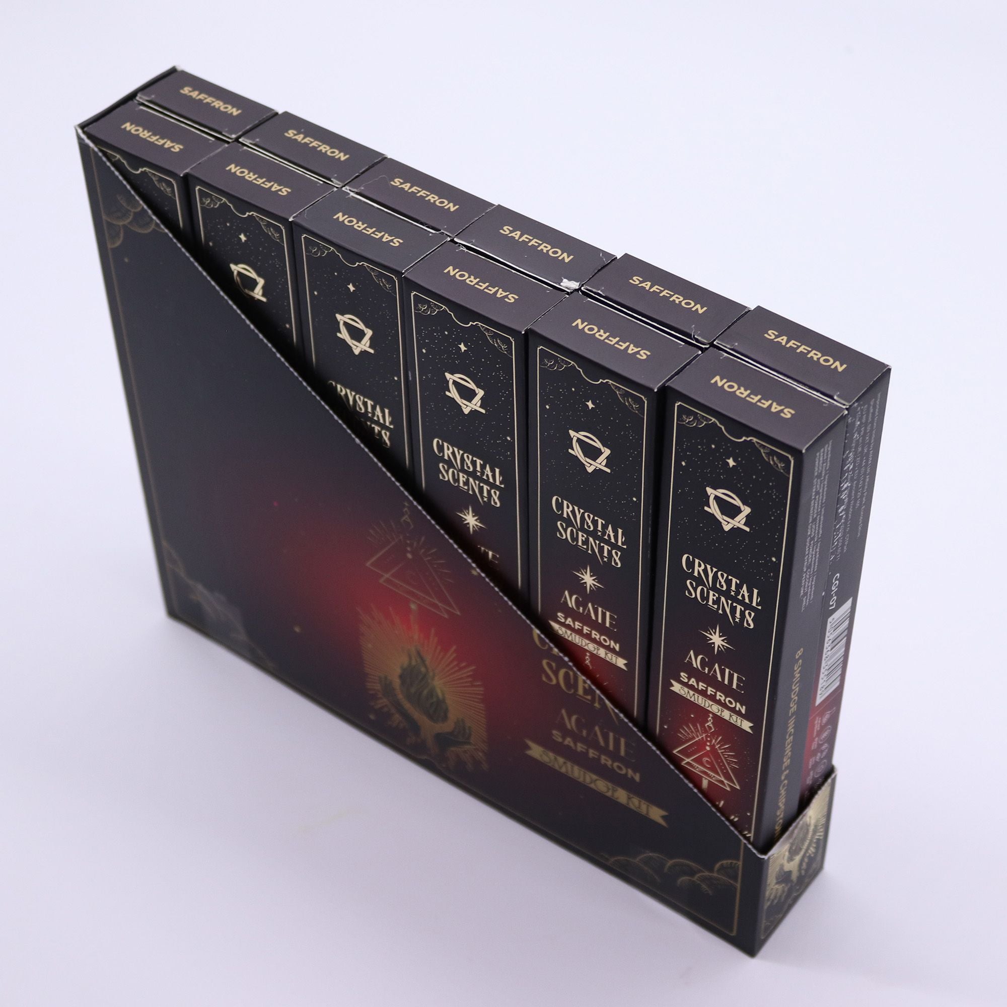 Encens Smudge Safran avec Agate Rouge – 10 bâtons 20 cm