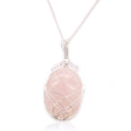 Collier quartz rose enroulé spirale finition argentée