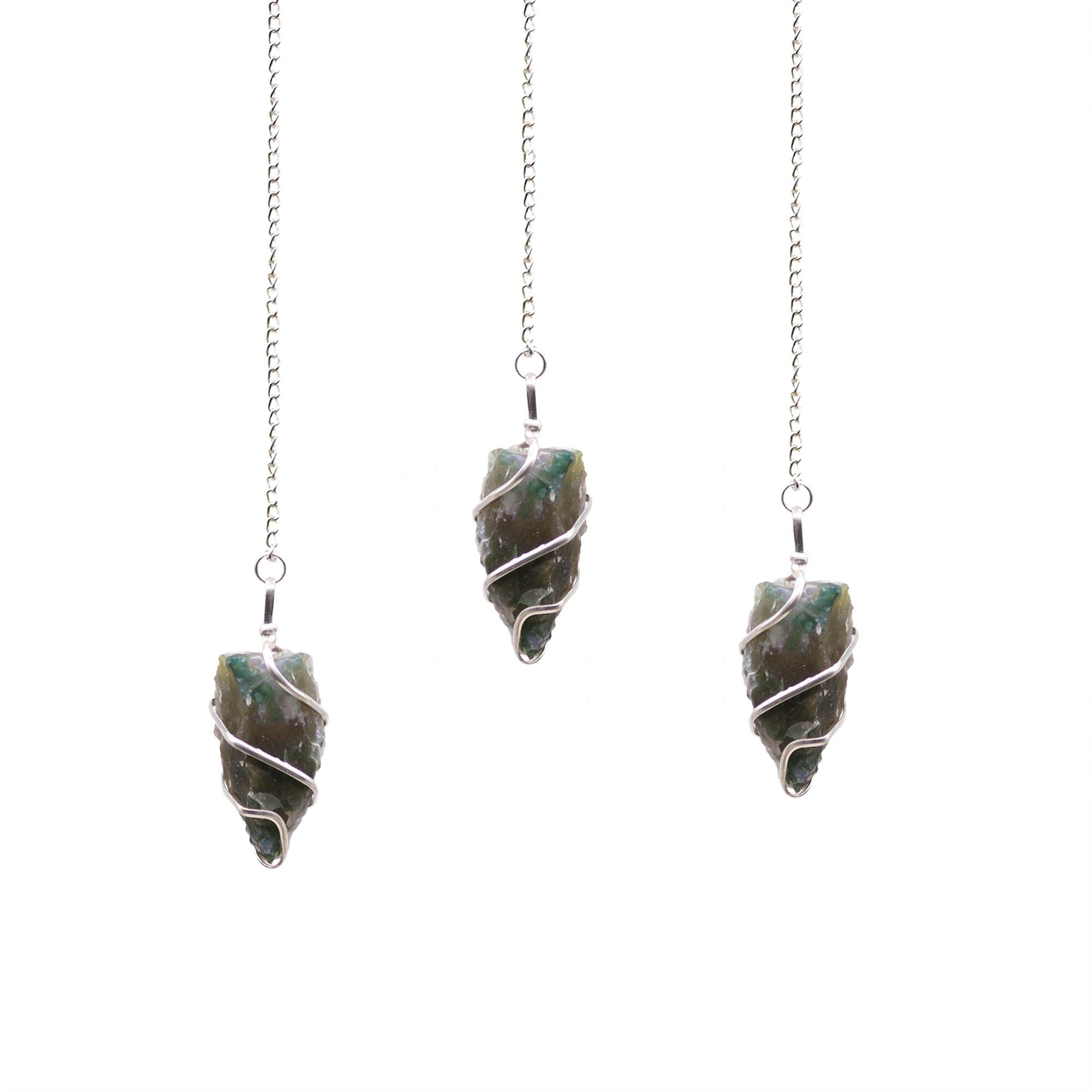 Pendule en pierre brute agate mousse | Radiesthésie et divination