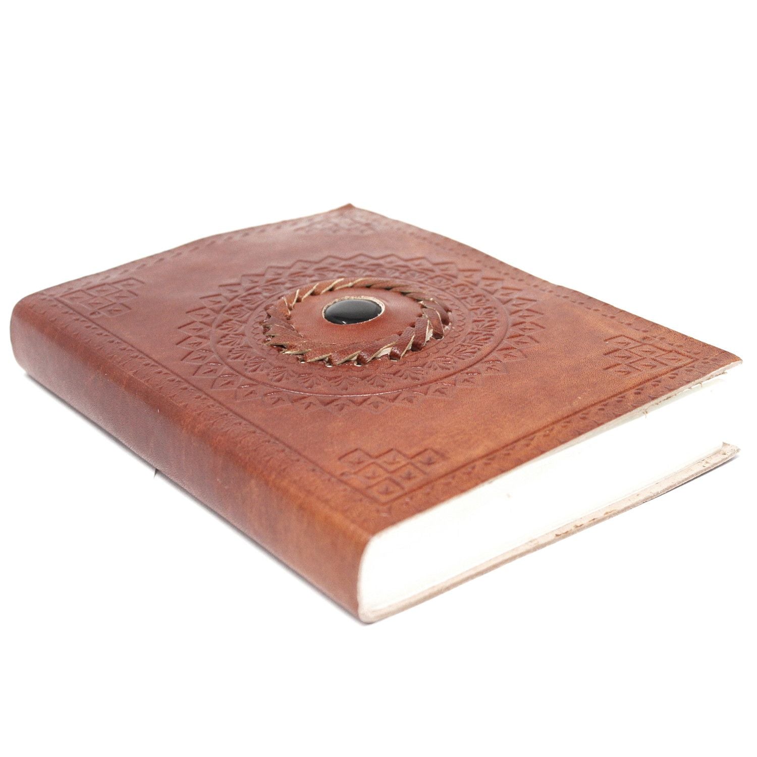 Carnet Black Onyx en cuir 17x12 cm – Couverture en cuir au style médiéval et mystique