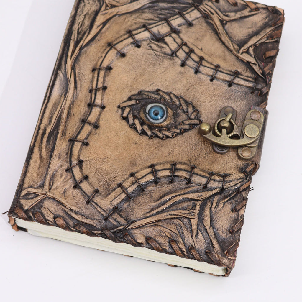 Journal/Grimoire en cuir Œil protecteur 160 pages – 20 x 15 cm