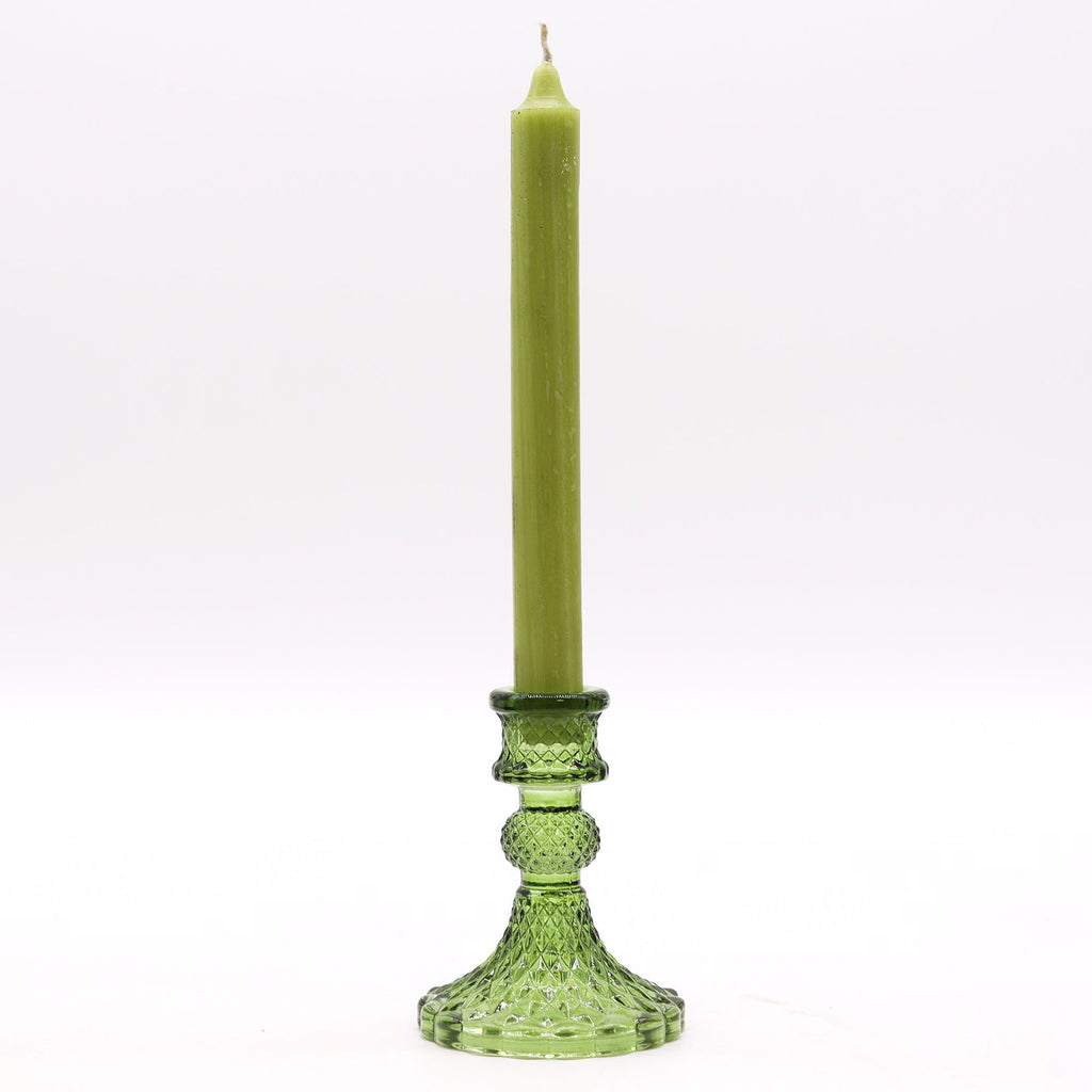 Lot de 2 bougeoirs vintage en verre jade