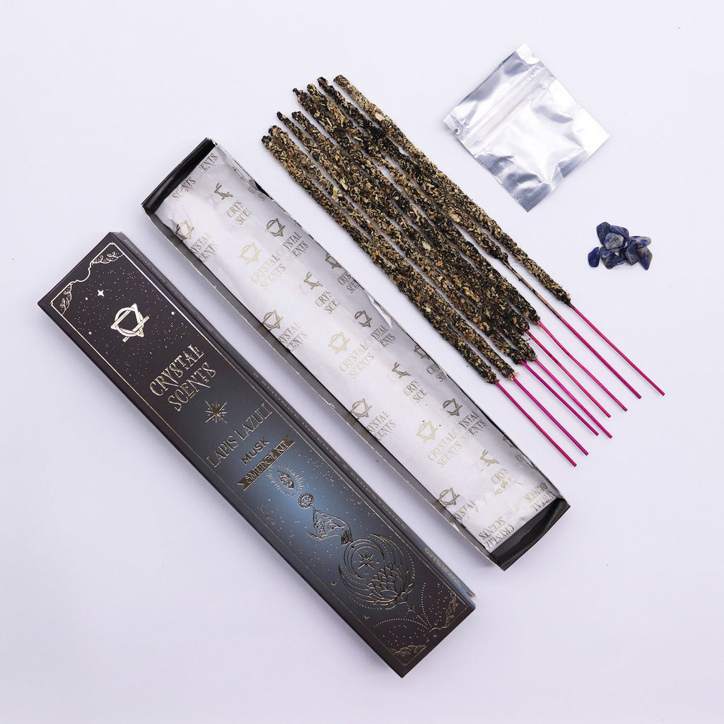 Encens Smudge Musc avec Lapis Lazuli – 10 bâtons 20 cm