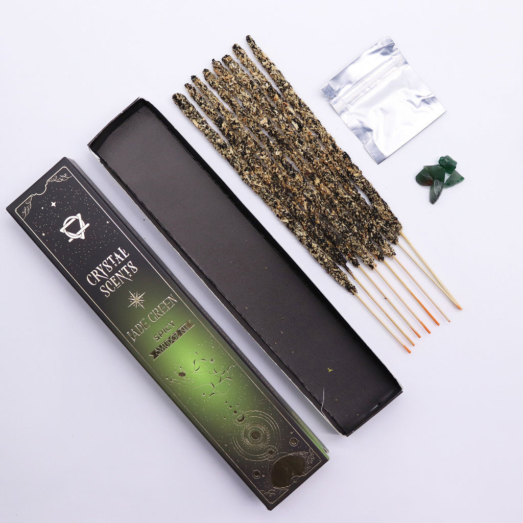 Encens Smudge Épicé avec Jade – 10 bâtons 20 cm
