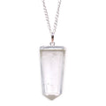 Pendentif crayon plat cristal de roche finition argentée