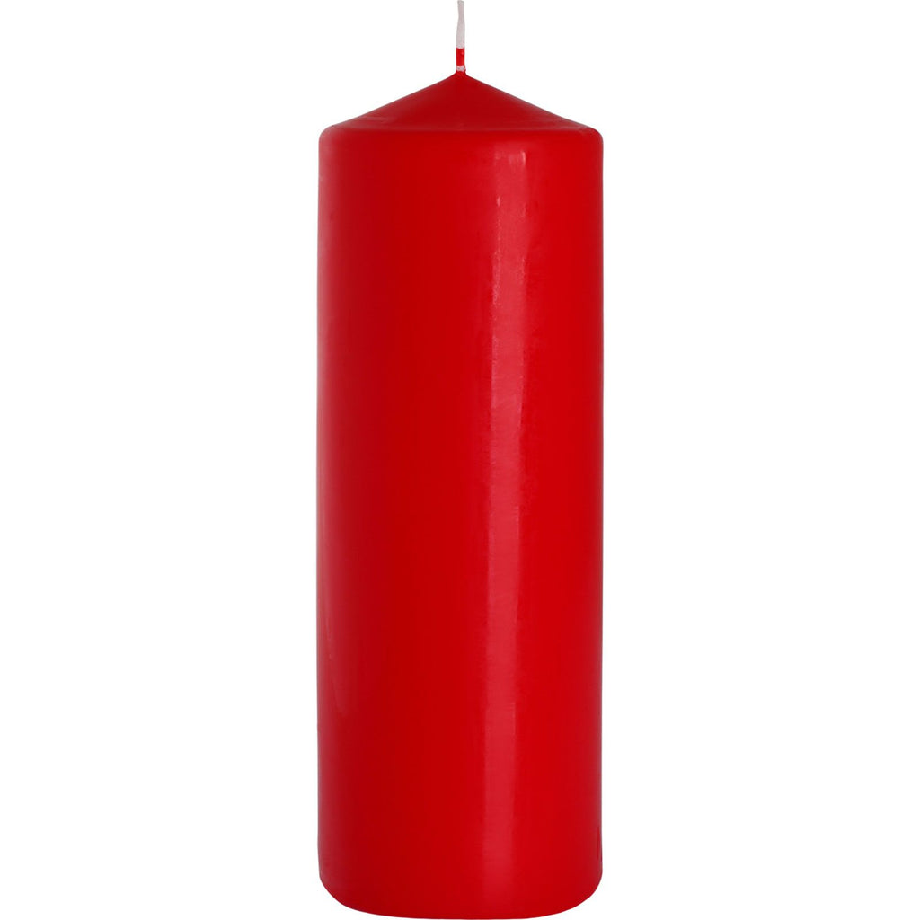 Bougie Biplante Élégante 80x250mm - rouge sur fond blanc, parfaite pour ajouter une touche chaleureuse à n'importe quel espace.