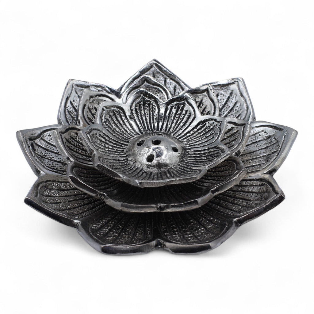 Porte-encens fleur de lotus en aluminium | Accessoire spirituel