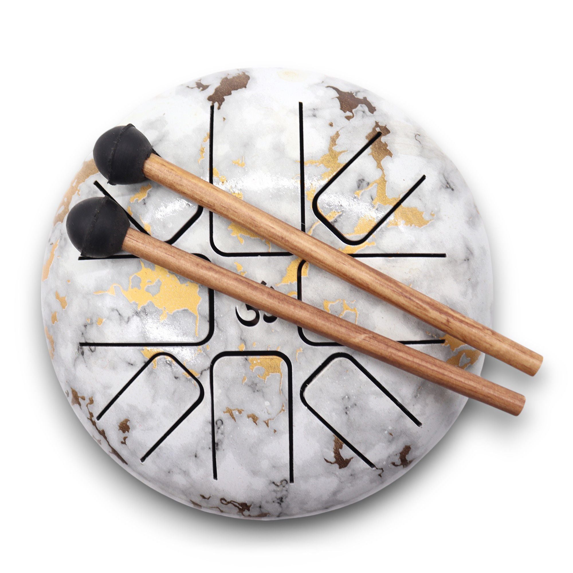 Steel Tongue Happy Drum marbré en Acier – 17 x 13 cm, un instrument apaisant idéal pour la méditation et la relaxation avec un design élégant.