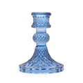 Lot de 2 bougeoirs vintage en verre bleu royal