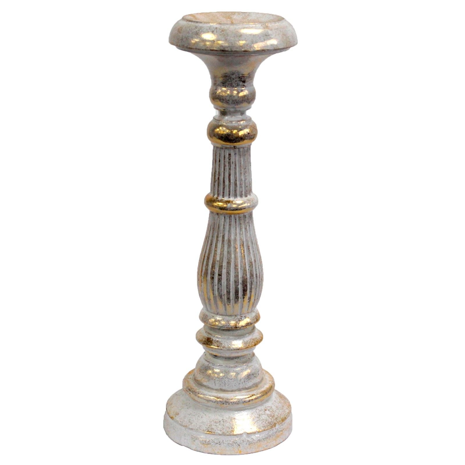 Bougeoir vintage en bois blanc et or | Décoration ésotérique, un magnifique bougeoir en bois d'albesia avec finitions blanc et or, conçu à la main, parfait pour une ambiance romantique, il fait un chandelier idéal pour toute déco bohème.