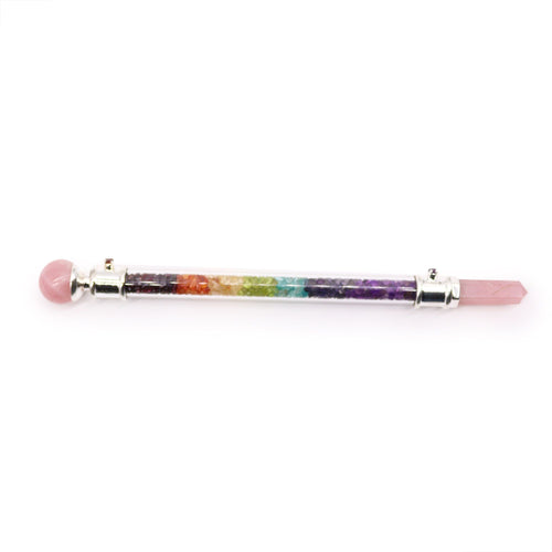 Bâton de guérison en cristal à 7 chakras, en quartz rose, proposé par AWGifts Dropship.