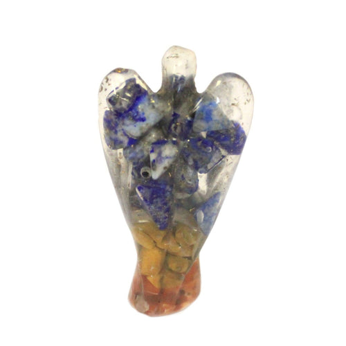 Ange en orgonite avec éclats de pierres et cuivre – 50 mm, représentant un ange spirituel dans une composition artisanale. Ce joli ange orgonite est parfait pour un autel spirituel ou comme cadeau spirituel, ajoutant une touche de décoration spirituelle et ésotérique à votre espace. Fabriqué avec de l'orgonite artisanale intégrant du cuivre et des éclats de pierres, cet objet énergétique est à la fois esthétique et symbolique.