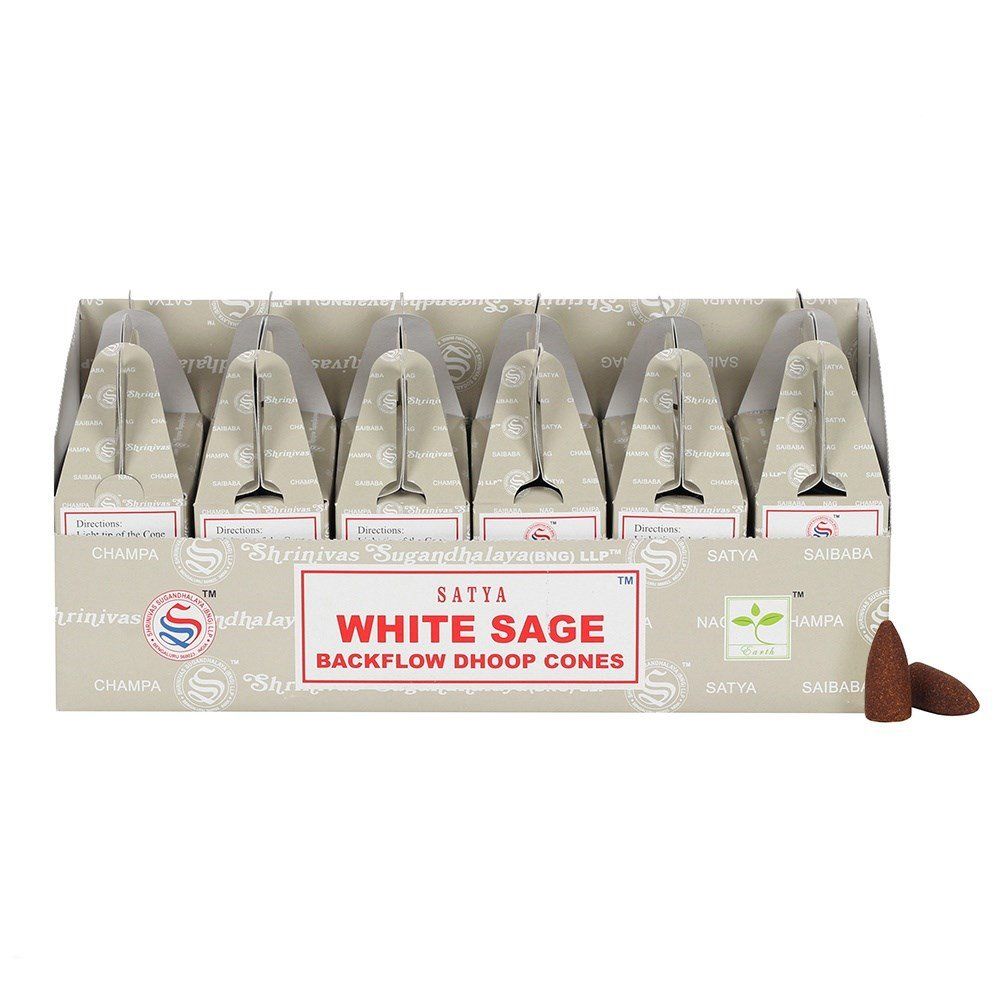 Cônes d’encens backflow Satya Sauge Blanche – 24 pièces