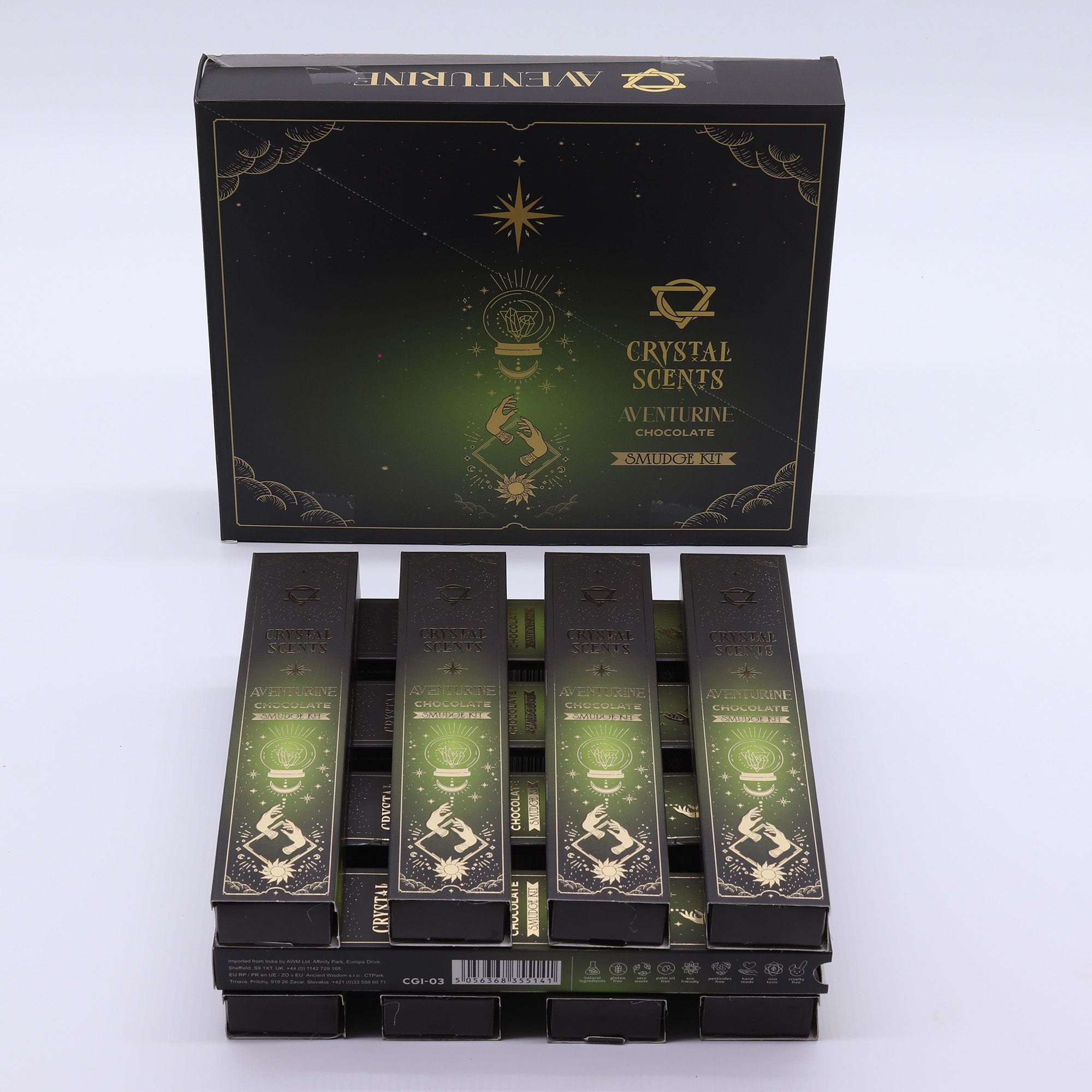 Encens Smudge Chocolat avec Aventurine – 10 bâtons 20 cm